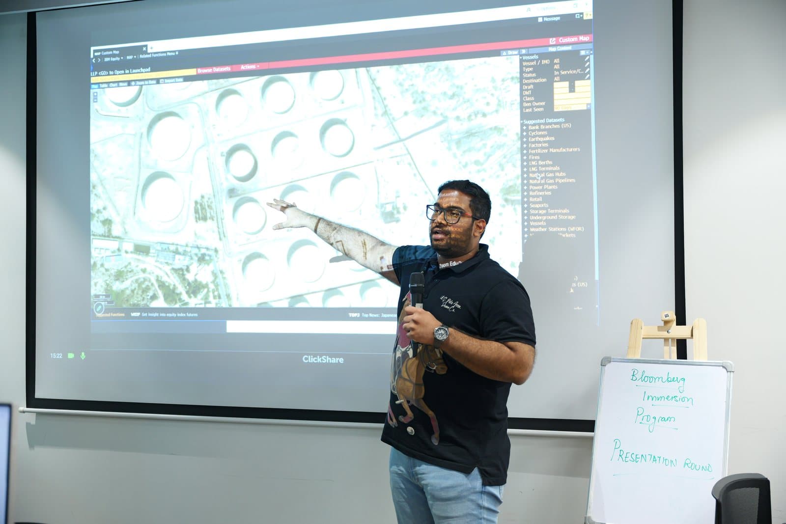 Presenting a Bloomberg Terminal Custom Map analysis during the Bloomberg Immersion Program